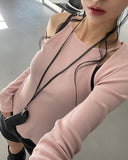 Connie unbalanced halter-neck bolero Set