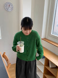 Cowzen Mix Color Round Knit Cardigan
