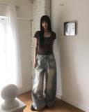 Kuro Vintage Shirring Lace Short Sleeve T-Shirt