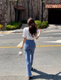 Romance Heart Neck Short Sleeve Puff T-Shirt
