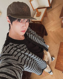 Hairy st color matching cardigan