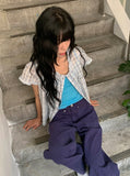 Arche Check Frill Short Sleeve Blouse