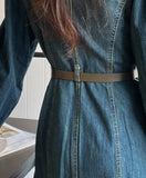 Halo Collar Denim Shirt One Piece (Belt set)