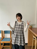 Luct Check Shirring Round Midi One Piece