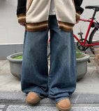 Toruki Banding Denim Wide Pants