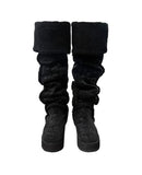 Wrinkle Shearling Platform Sole Long Ugg Boots