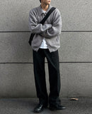 Minimal achromatic two-way cardigan