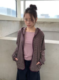 Leshu Stripe Fleece Zip-Up Jumper