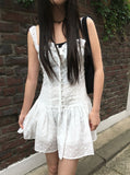 Az Punching Lace Ribbon Sleeveless Bustier Mini One Piece