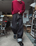 Heritage 5-Button Raw Denim Wide Jeans