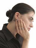 Champagne Full Moon Slim Silver Ring M