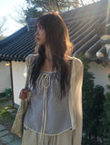 Tessie See-through Ribbed Round Cardigan