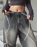 Stopper Washing Wide Cargo Denim Pants