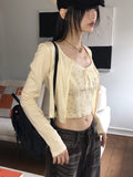 [SET] Idylle Vintage Lace Sleeveless Button Cardigan Set