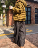 Ben's Herringbone Curved Balloon Denim Pants