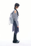 Teen open shoulder shirring hood top