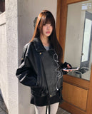 Noem Collar Overfit Leather Jacket