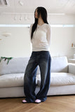 Incision line wide denim