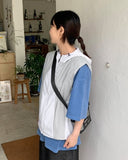 [unisex] Washi String Nylon Color Matching Hood Vest