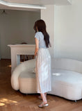 Neo Stripe Wrap Long Skirt