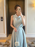 Winned High Neck Satin Sleeveless One Piece (Strap Set)