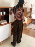 Render wool cut cotton long wide pants