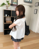 Ain Ribbon Short Sleeve Blouse