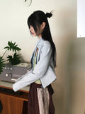 Neck String Incision Color Matching Zip Up