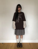 [Fake Layered] Dorin Overfit Layered Lettering Color Matching Long Sleeve T-Shirt