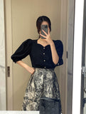 Melua Heart Neck Three Quarter Blouse