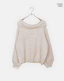 Yubin ribbon twist off-shoulder cable knit