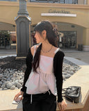 Summer Corset Shirring Sleeveless Ribbon Blouse