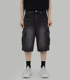 Black cargo denim trousers