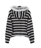 Ready Fur Crop Knit Hood Zip-Up