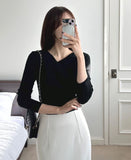 Delo Shirring Unbalanced Drape Knit
