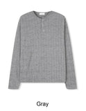 Mend Fingerhole Henley Neck Knit Long Sleeve