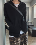 Hui hairy track hood knit zip-up