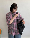 [unisex] Kidou Check Short Sleeve Over Shirt