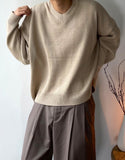 Shoulder drop unbalance v neck crop knit