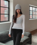Two-Tone Layered Ribbed U-neck Long Sleeve
