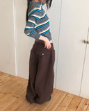 Runley Striped Shibori Round Neck Long Sleeve Cardigan