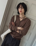 Crunchy linen ribbed round neck cardigan