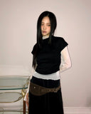 Horin Shirring Half Turtleneck Short Sleeve T-Shirt