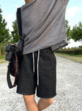 Linen wide short banding denim
