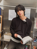 Notch diagonal button layered long sleeve