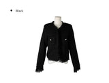 Conbe No Collar Fringe Tweed Jacket