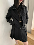 [MADE] Shanti Windbreaker Shirring Pleated Crop Long Sleeve Zip-Up