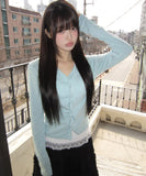 Duhi Twisted Button Long Sleeve Cardigan