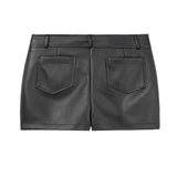 [mnem] refined leather short pants