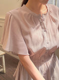 Lines Flare Pintuck Shirring Blouse